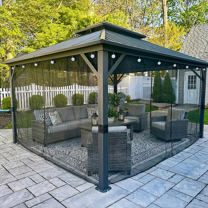 12x14 Grey Hardtop Gazebo With LED IlluminationSystem