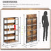 No Assembly Folding Bookshelf Book Shelves, 5-Tier 48"" H Collapsible Foldable Bookcase Storage Industrial Shelf for Living Room Bedroom Office