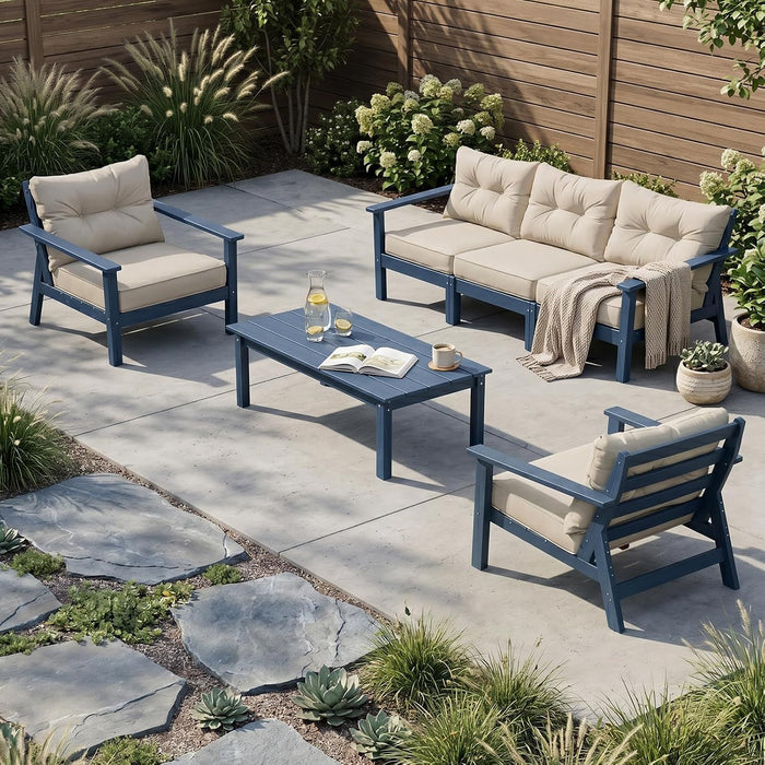 5 Seats HDPE Patio Conversation Sets, Outdoor Patio Furniture Set