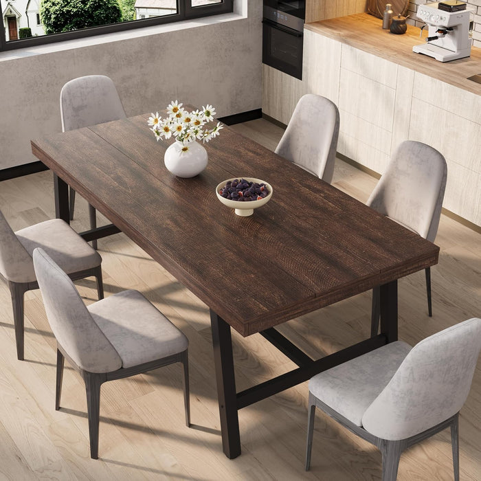 71" Large Kitchen Table, Industrial Wood Dining Table, Rustic Birch