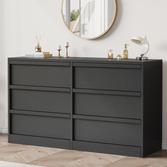 6 Drawer Dresser for Bedroom, 47In Wide Natural Oak 6 Chest of Drawers with Large Storage, Wooden Dresser Organizer Closet for Living Room, Entryway, Nursery