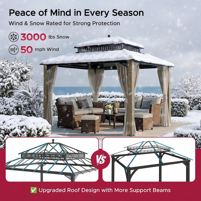 12X10 Weatherproof Cedar Wood Gazebo Galvanized Roof