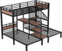 Metal Triple Bunk Bed JetBlackFinish IndustrialGrade