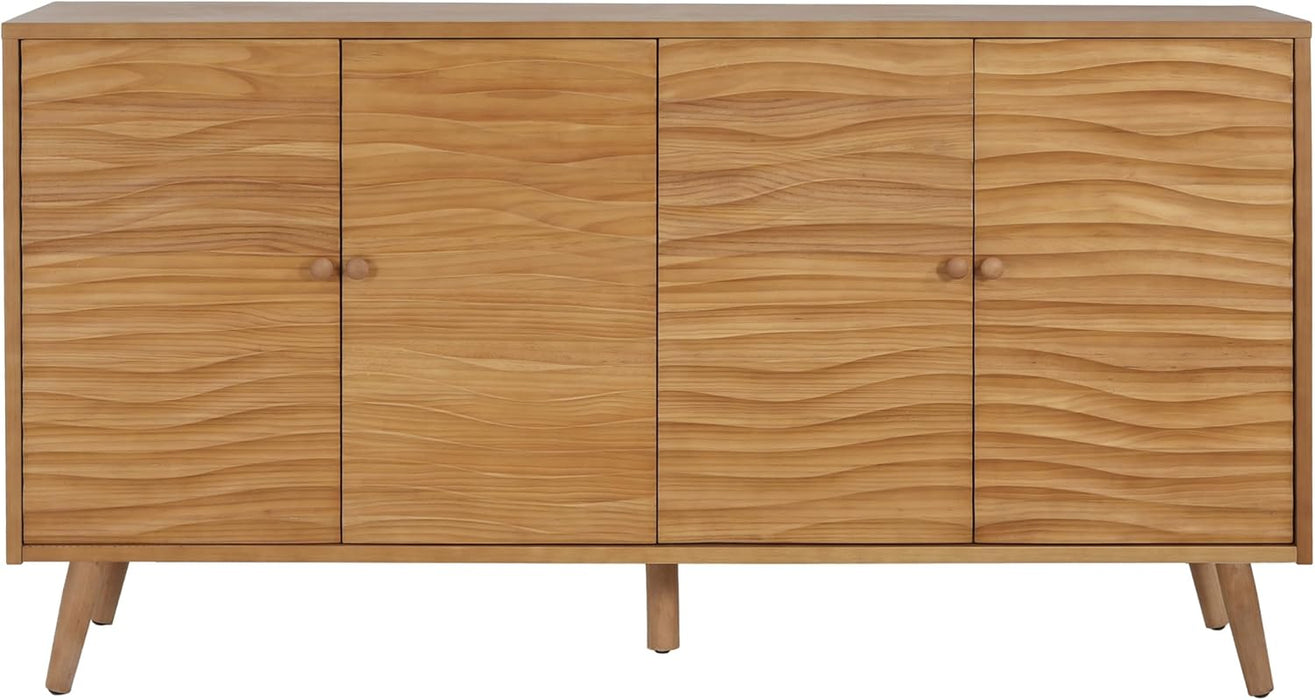 Jope Wooden Sideboard Cabinet, Large Sideboard Buffet Cabinet, Living Room Accent Storage Cabinet with Adjustable Shelves,Kitchen Cabinet Organizer for Coffee Bar,Natural Brown