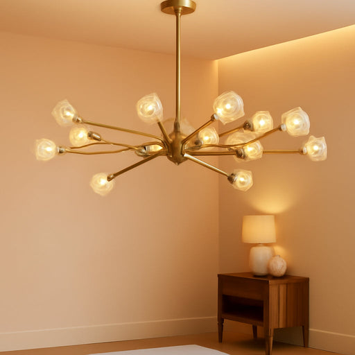 39”Gold Chandeliers for Dining Room 15-Light Sputnik Chandelier