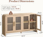 60" Modern Buffet Cabinet with Storage, Curved 4-Door Sideboard