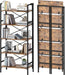 Folding Bookshelf,5 Tier Bookcase Foldable Shelf with X-Bracket Design, Adjustable Feet, Space Saving Storage for Living Room, Office, Rustic Brown