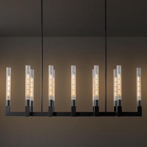 Black Farmhouse Dining Room Linear Chandelier Fixture
