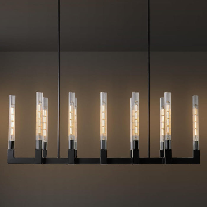 Black Farmhouse Dining Room Linear Chandelier Fixture
