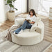 55 Inch Beige Chenille Accent Armchair Upholstered