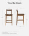 Basics Bar Stools Set of 4, Farmhouse 25” Counter Height Stools with Solid Wood Legs & Back, Mid Century Modern Barstools for Kitchen Island, Dining Room, Brown
