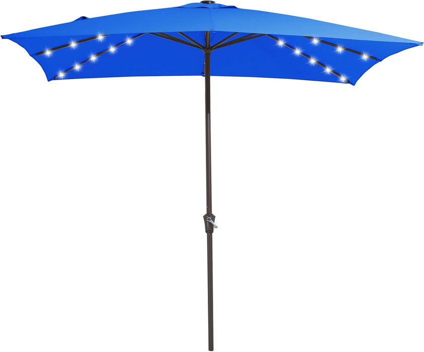 8X10' Rectangle LED Lighted Umbrella Patio Umbrella Outdoor W/Crank