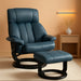 Massage Recliner Chair with Ottoman, 360° Swivel Recliner and Footstool, PU Leather Reclining Chair with Side Pocket and Remote Control, Blue