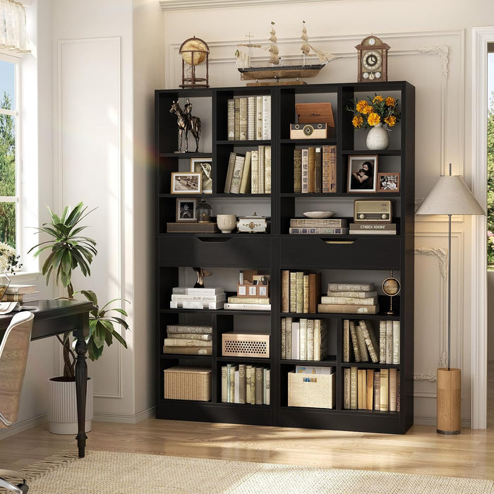 73.6" Tall Narrow Bookshelf with Drawer for Display, 19.7" Wide