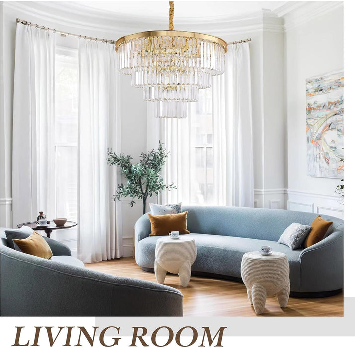 Gold Plated Crystal Chandelier Four Tier Illumination
