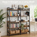 5-Tier Corner Bookshelf, L-Shaped Metal Frame Shelf with Tall 14" Shelves, Plant Stand and Storage Rack for Small Spaces, Living Room and Home Office, Brown