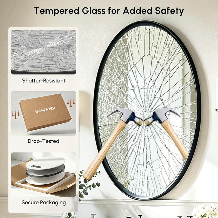 Black Oval Bathroom Mirror 20X28 Inch