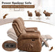 3-Piece Power Reclining Sofa Set with Rivets, Included Electric Massage Recliners, Loveseat Couch with Console and 3-Seater Recliner Sofa, Faux Leather Living Room Furniture Set, Brown