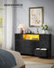 BELLAH Collection - Dresser for Bedroom with Outlets and LED Lights, TV Stand for Tvs up to 55 Inches, Chest of Drawers, 8 Drawers, Steel, Industrial, Modern, Ink Black ULGS433BH02S