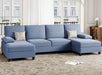 Sectional Sofa Couches for Living Room, U Shaped Sofa Living Room Furniture Sets, 4 Seat U Shaped Sofa Sectional Couch with Chaise, Blue