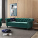 3-Piece Living Room Sectional Sofa Set, Green Velvet Couch Upholstered Sofa Modern Sofa Couches Set Style Button Tufted, Velvet Chesterfield Sofa for Living Room Apartment, 1+2+3 Seat Green