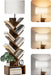 6 Tier Tree Bookshelf with Light, Corner Tall Narrow Bookshelf, Small Bookcase with Storage Cabinet,Floor Standing Bookshelves Organizer for Bedroom/Living Room/Home Office, Rustic Brown