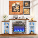 70" Fireplace TV Stand, Electric Fireplace with Mantel, Modern Entertainment Center with Open Storage, Remote Control, Adjustable Flame, Fire Place TV Stand for Living Room, Bedroom