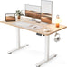 Standing Desk, 48X24 Inches Sit Stand Home Office Desk, Electric Stand up Desk, Adjustable Desk with Splice Board, White Frame/Maple Top