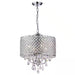 Marya 4-Light Modern Chrome round Chandelier with Beaded Drum Shade /Hanging Clear Glass Crystals