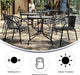 3-Piece Patio Dining Set with round Glass Metal Table and 2 Stackable Rattan Chairs, Indoor/Outdoor Bistro Table and Chairs Set, Gray