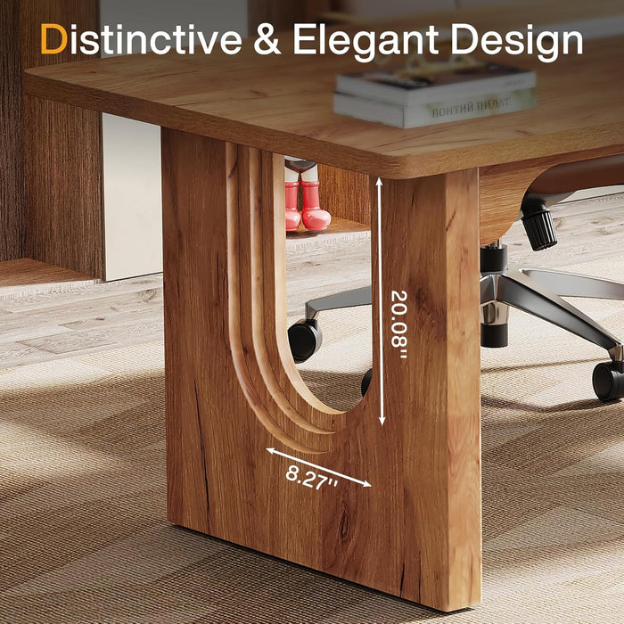 Modern Executive Desk, 70.9" Large Office Computer Desk, Conference Table Meeting Room Table, Simple Workstation Business Furniture for Home Office, Brown