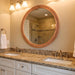 30 Inch round Wall Mirror with Beaded Solid Wood Frame, Decorative Wall Mirror with Tempered Glass, Farmhouse Home Decor for Bathroom, Living Room, Entryway, Yellowish Brown