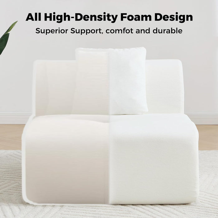 160 Inch White Corduroy Modular Sectional Sofa Set
