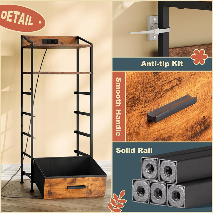 Nightstand Dresser Featuring LED Lights Rustic Brown