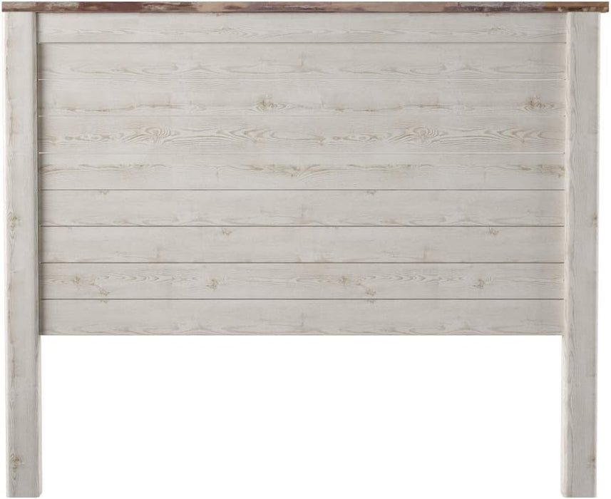 Willowton Cottage Farmhouse Panel Headboard ONLY, Queen, Whitewash