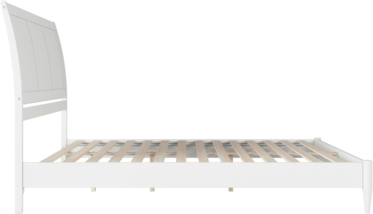 , Valencia King Solid Wood Low Profile Sleigh Platform Bed, White