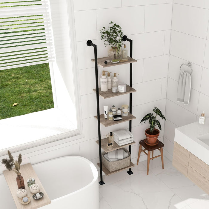Tall Narrow Ladder Shelf Black Powdercoated Framework