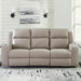 Lavenhorne Contemporary Faux Leather Manual Reclining Sofa with Drop down Table, Cup Holders and USB Ports, Beige