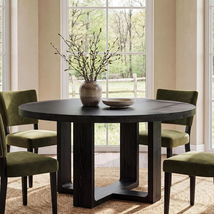Round Dining Table 47.24 Black Luxurious SolidWood