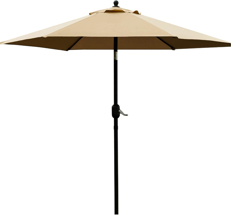 7.5' Patio Umbrella Outdoor Table Market Umbrella with Push Button Tilt/Crank, 6 Ribs (Tan)