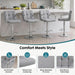 Swivel Bar Stools Set of 4, PU Leather Counter Height Stool with Arm | Upholstered Bar Chairs with Back, Barstools, Adjustable Height, Metal Legs, Kitchen Island, Cafe, Pub, Light Grey