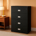 Lateral 38 Inch 4-Drawer Fireproof File Cabinet with Key Lock, Water Seal, Black,