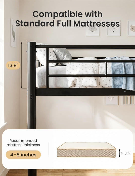 Black Full-Over-Full Heavy-Duty-Metal Bunk Bed With Drawers