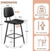 24-Inch Leather Bar Stools Set of 3 with High Backrest, Black | Faux Leather, Counter Height Barstools, Heavy Duty Metal Legs, with Footrest, for Kitchen Island