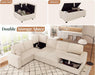 130Inch Beige Upholstered Sleeper Sofa With Storage