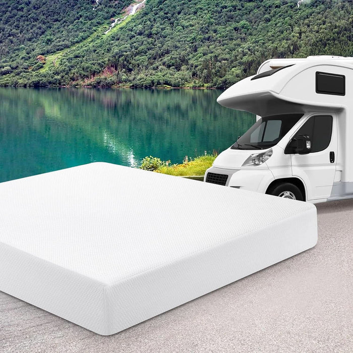 Short Queen 10 Inch RV Mattress with Tencel Cover, Premier Cooling Green Tea/Gel Memory Foam Mattresses for Camper/Truck/Trailer, Firm-Mattress Support for Back Pain, Certipur-Us, 75'' X 60''