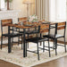 Dining Table Set for 4, Wood Kitchen Table with Upholstered Chairs for Kitchen Room and Small Spaces, Rustic Brown