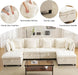 White OneThirtyThreeInch Modular Sectional Sofa Hidden Storage