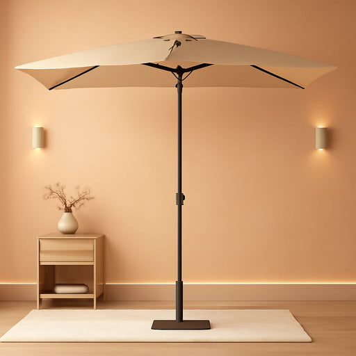 6.5 X 10 FT Rectangular Patio Umbrella - Rectangle Umbrella Outdoor with Tilt and Crank, UV Protection, Table Umbrella for Deck, Backyard, Pool and Beach, Beige