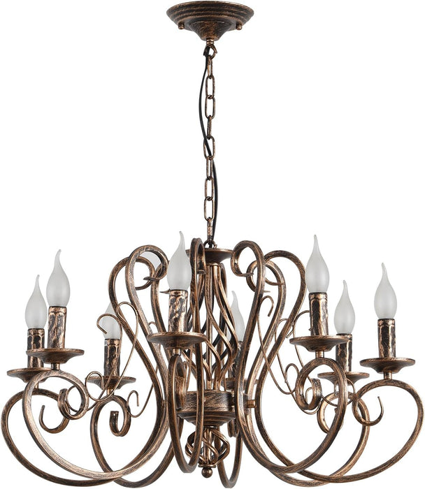 Eight Light French Country Adjustable Pendant Chandelier